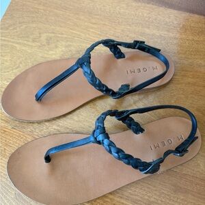 M. Gemi Black and Brown Braided Sandals